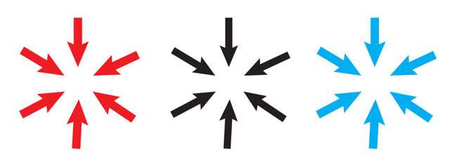 Inward arrow icon vector. Six Arrows icon sign symbol in trendy flat style. Set elements in colored icons. Arrow pointing center vector icon illustration isolated on white and black background. EPS10