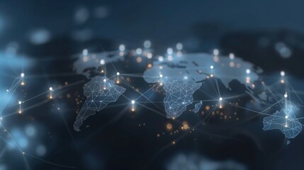 Global Network Connections with Map Pins on a Blue Earth: Worldwide Communication, Network Connections, and International Travel and Data Exchange Concept