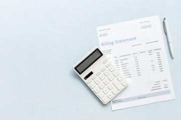 Obraz premium Medical health care billing statement in hospital, top view