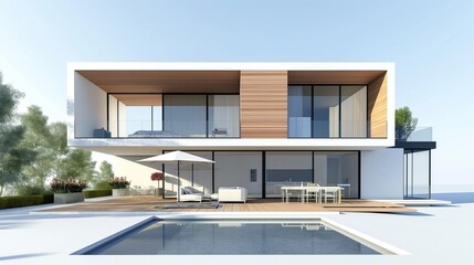 A Modern Home With Swimming Pool.