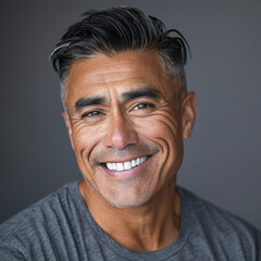 Obraz premium Headshot of a smiling Hispanic man in athleisure/sporty clothes 