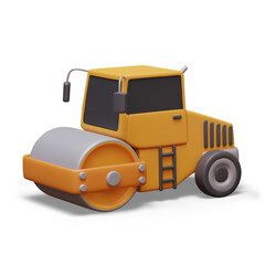 Realistic road roller on white background. Heavy machinery for road works