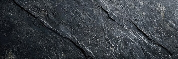 Grey Concrete Texture. Dark Anthracite Stone Background for Long Panoramic Banner