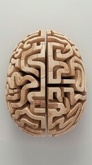 Vertical Image Of A Human Brain Maze On A White Background.