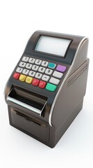 Vertical Image Of A Cash Register On A White Background. 