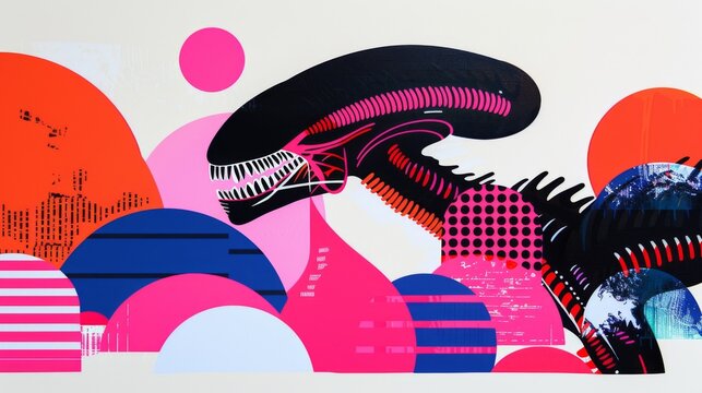 Illustration featuring an alien xenomorph creature