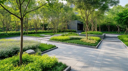 A Walkway With Natural Landscape In The Park.