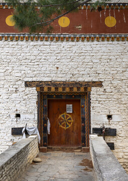 Tachog Lhakhang monastery door, Wangchang Gewog, Paro, Bhutan