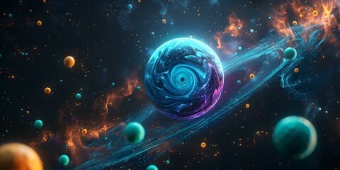 Abstract colorful planet universe galaxy
