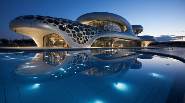 Vibrant olympic swimming pool embodies champions  aspirations, surpassing limits with excellence