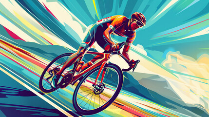 Fototapeta premium I imagine a silhouette of a woman riding a bicycle against a sunset sky, embodying the spirit of adventure and outdoor fitness