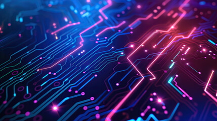 Fototapeta premium I imagine an image of a blue electronic circuit board, showcasing intricate patterns and lines, representing technology and innovation in the computer industry