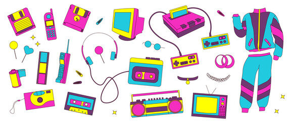 Set of 90s retro elements