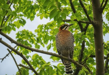 Obraz premium a bird is perched on a tree branch