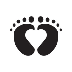 foot prints on white background Baby footprint vector feet icon Baby arrival card. vector illustration icon editable stroke, sign, symbol outline line button isolated on white