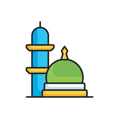 Masjid Nabwai icon design with white background stock illustration