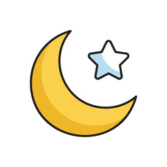 Moon And Star icon design with white background stock illustration