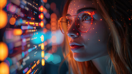 Innovative digital advertising, creative visuals, high-tech workspace, dynamic strategy, vibrant engagement