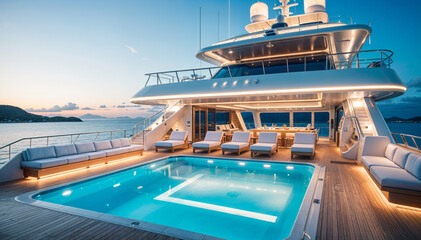 Obraz premium swimming pool on the back of an ultra-luxury superyacht 