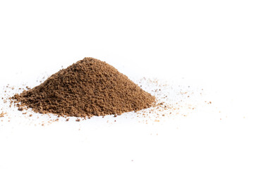 Coconut palm sugar isolated on white background.