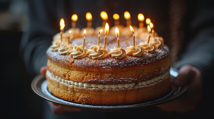 Office birthday celebration  colleagues surprising worker with cake and gifts in corporate party