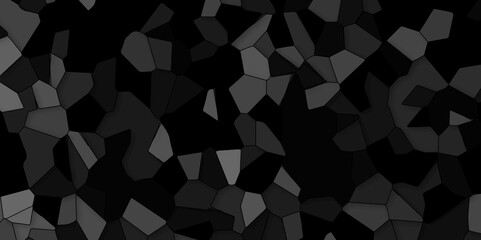 Abstract black and white broken stained-glass background with black line. geometric seamless pattern with 3d shapes triangle background. colorful low poly crystal mosaic and tiles background pattern.