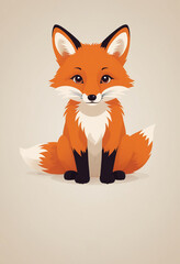 Obraz premium Art, vector illustrations, minimalism, cute fox