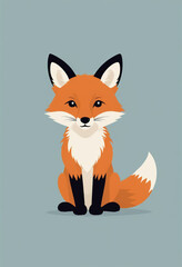 Obraz premium Art, vector illustrations, minimalism, cute fox