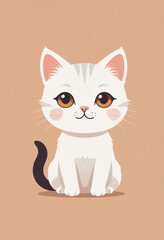 Obraz premium Art, vector illustrations, minimalism, cute Cat