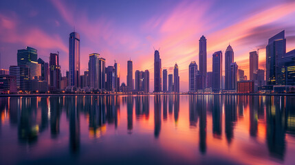 Golden Hour Cityscape - Stunning Urban Skyline at Dusk