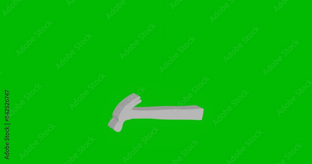 Poster animation of rotation of a white hammer symbol with shadow. simple and complex rotation. seamless lo