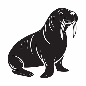 recommend clip art: Vector illustration of a walrus silhouette design 