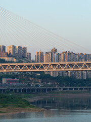 This is a Hongyancun Bridge located in Shapingba District, Chongqing City, China, connecting Jiangbei District and Shapingba District, on the Jialing River.