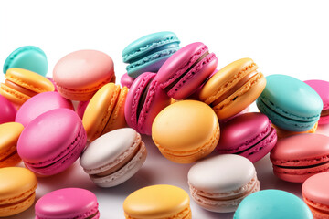 Obraz premium Colorful macarons on white background.