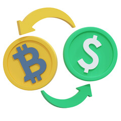 bitcoin money exchange 3d crypto icon illustration