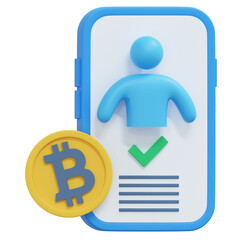 bitcoin wallet owner verification app 3d crypto icon illustration