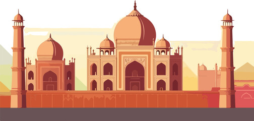 Taj Mahal, Agra, India. Vector illustration.