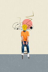 Trend artwork sketch image composite photo collage of workspace online sms message cloud speech...