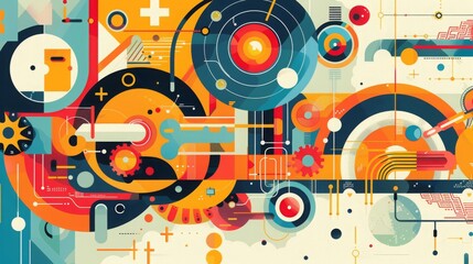 Obraz premium Abstract Geometric Art Design with Colorful Shapes and Lines for Modern Posters and Digital Backdrops