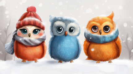 Fototapeta premium Children's book illustrations with cute characters.