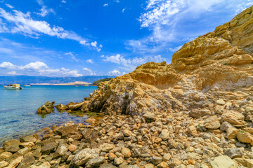 Rocky beach on Rab in summer