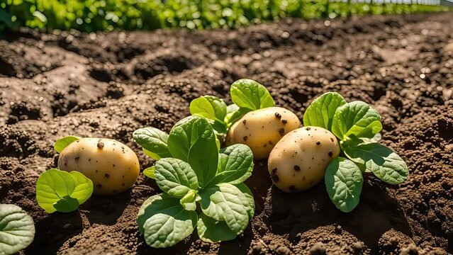 potatoes in a field background video