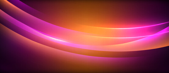 Neon glowing circle rays, light round lines in the dark, planet style neon wave lines. Energetic electric concept design for wallpaper, banner, background