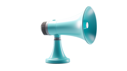 a blue megaphone on a white background