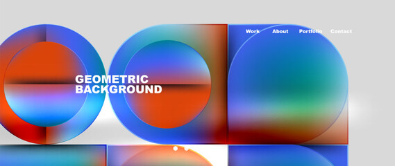 Geometric abstract glassmorphism with circles and squares. Vector Illustration For Wallpaper, Banner, Background, Card, Book Illustration, landing page