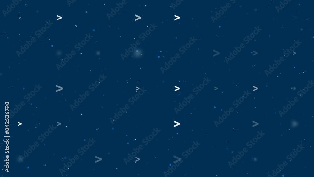Poster template animation of evenly spaced greater symbols of different sizes and opacity. animation of tra