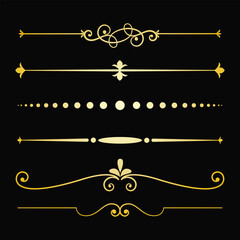 Text devider set, gold line minimal separators, elegant doodlle borders, decorative elements, decorative lines. (E)