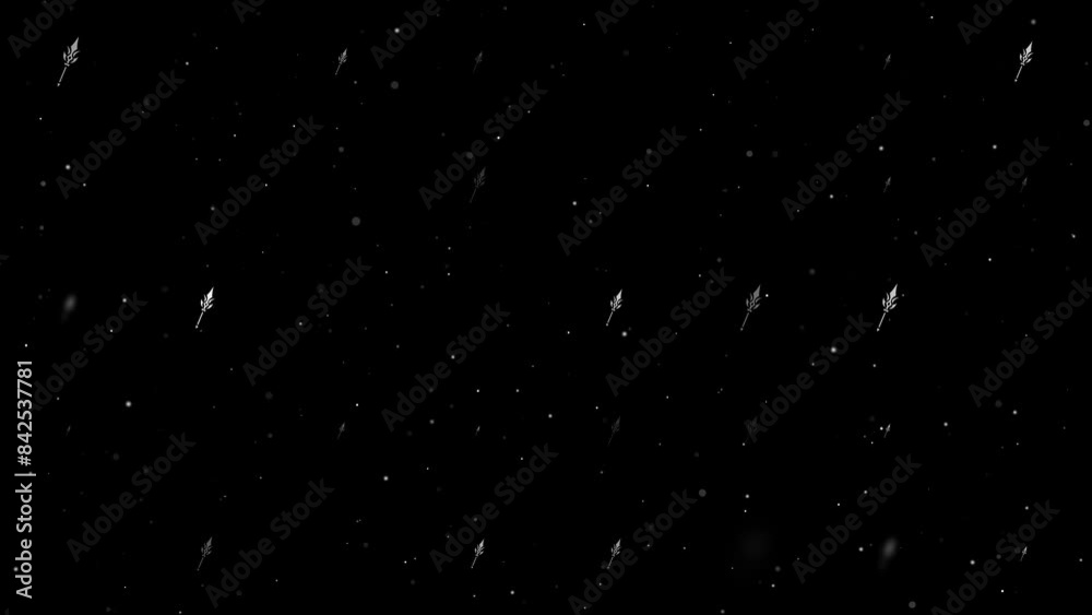 Poster template animation of evenly spaced mystical spear symbols of different sizes and opacity. animation