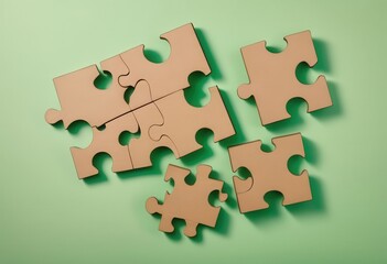 Fototapeta premium four pieces of a puzzle on a green background