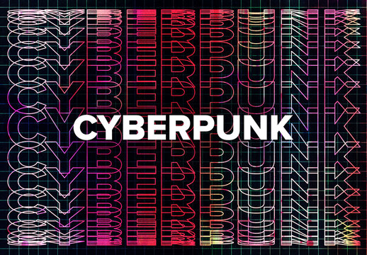 Cyberpunk Retro Layered Text Effects
